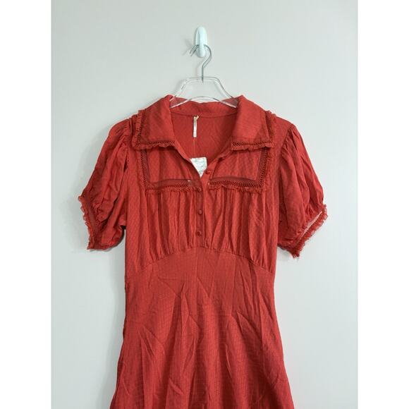 Free People Warm Glow Mini Dress In Cherry Crush Size Medium - Picture 5 of 7